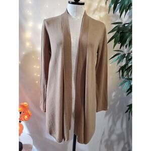 J. Jill Wool Blend Neutral Tan Knit Open Longline Cardigan Sweater Women's XS